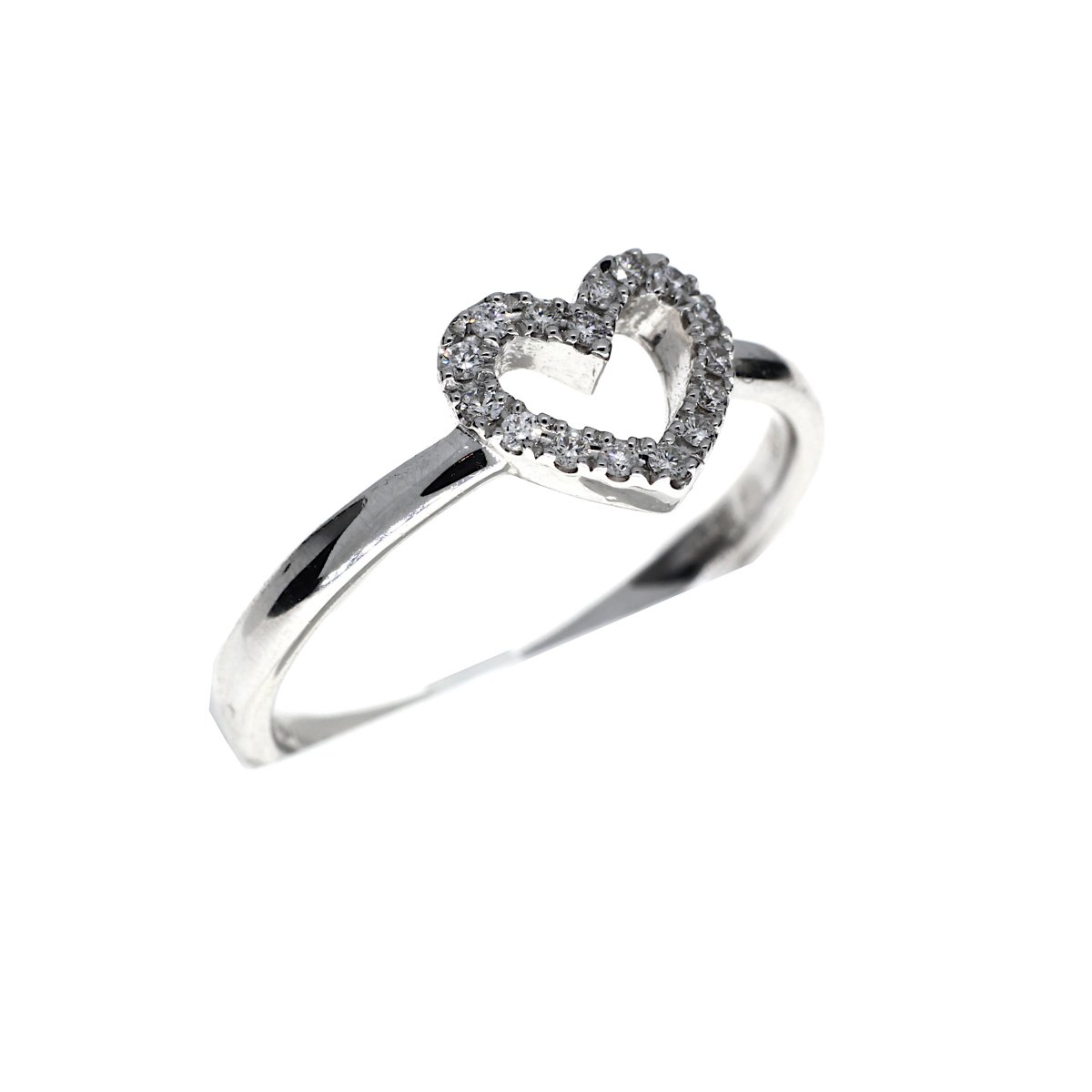 Witgouden Hart Ring met 0.09crt Diamant